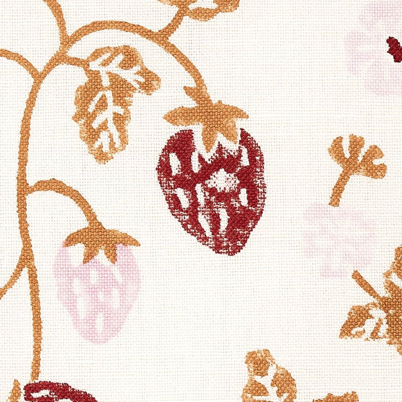Tissu imprimé Schumacher x Molly Mahon fraise à la main, Cuivre