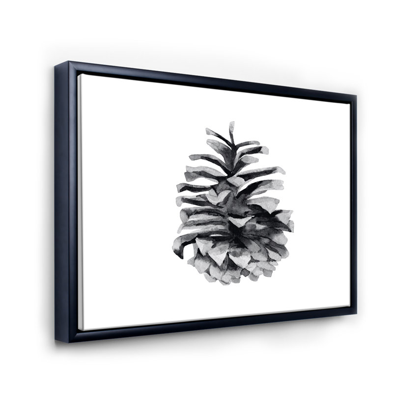 Conifère conique monochrome - reproduction sur toile flottante, H 24 po x l 32 po x P 1 po, Cadre noir