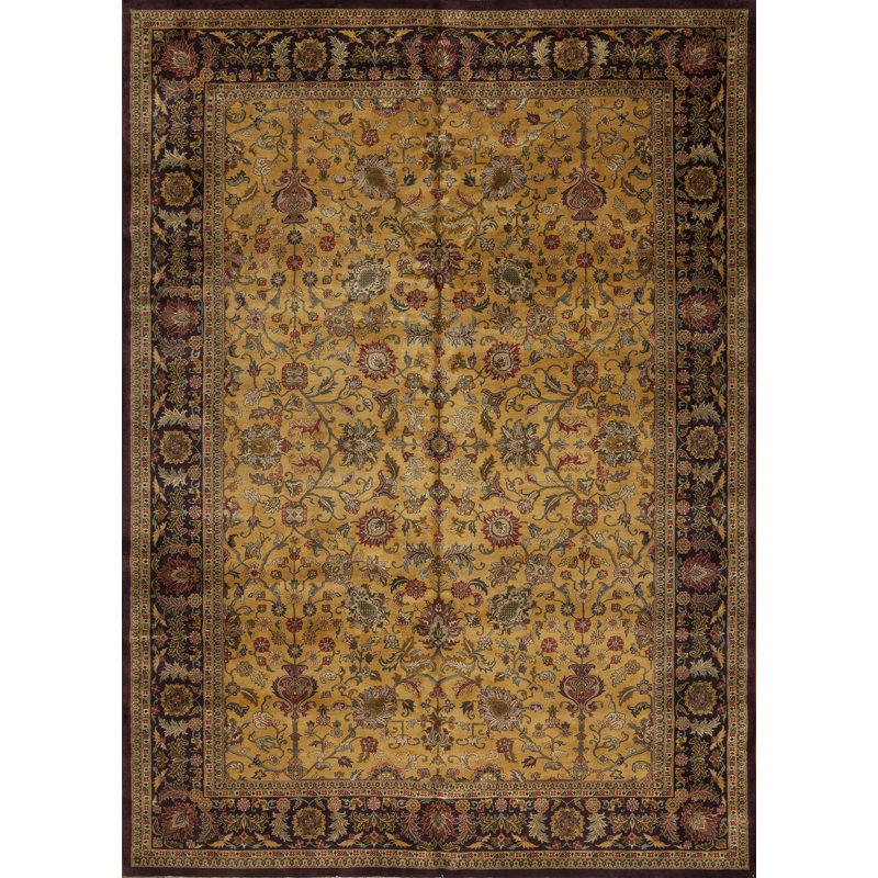 Rajasthan Collection One-of-a-Kind 9.5 X 13.1 Rectangle Wool Area Rug in Gold and Yellow
