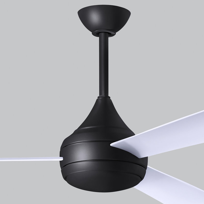 Donaire LED Outdoor Downrod Ceiling Fan, Matte Black, Gloss White