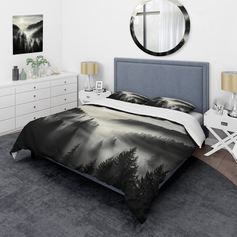 Ensemble de housse de couette Mysterious Misty Mountain Morning - Minimalisme