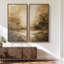 Brown Dramatic Clouded Horizon - Set of 2 Framed Wall Art Print on Canvas 60"x30"x2pcs-1492417990-1492417991