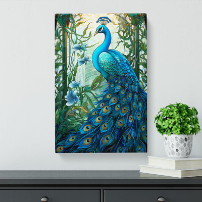 Peacock Nouveau No.2 - Wrapped Canvas