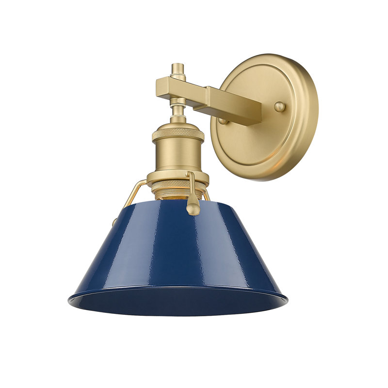 Felda Dimmable Steel Vanity Light, Navy Blue, Brushed Champagne Bronze, 1 Lights