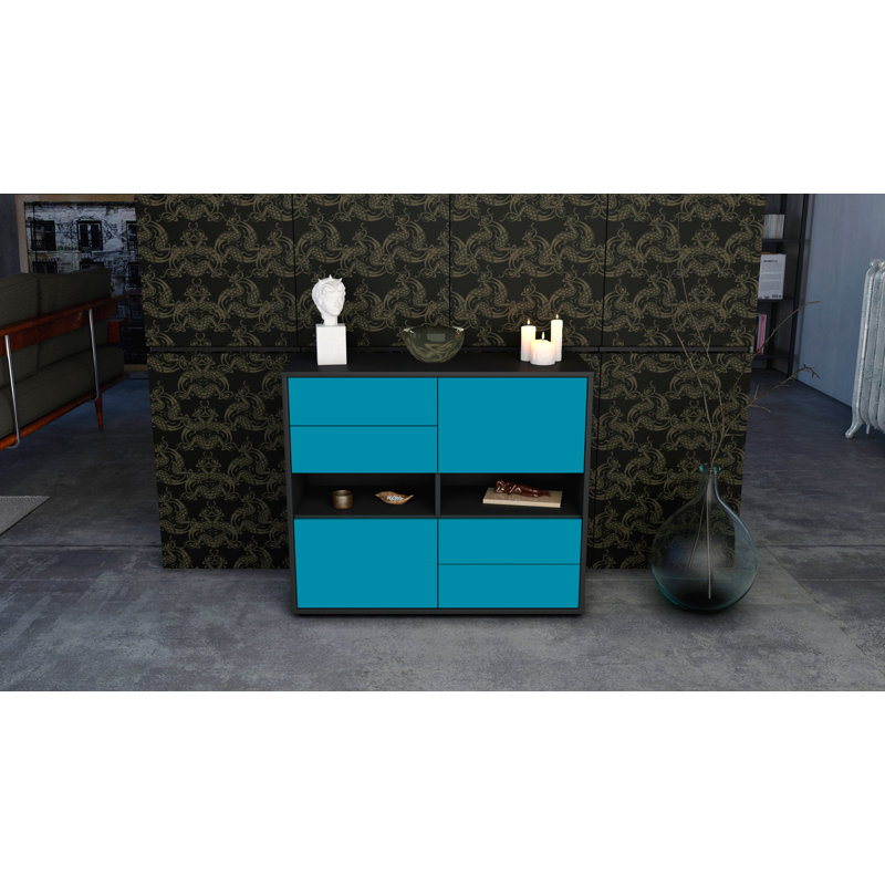 Prosper 92cm Sideboard, Anthracite/Turquoise