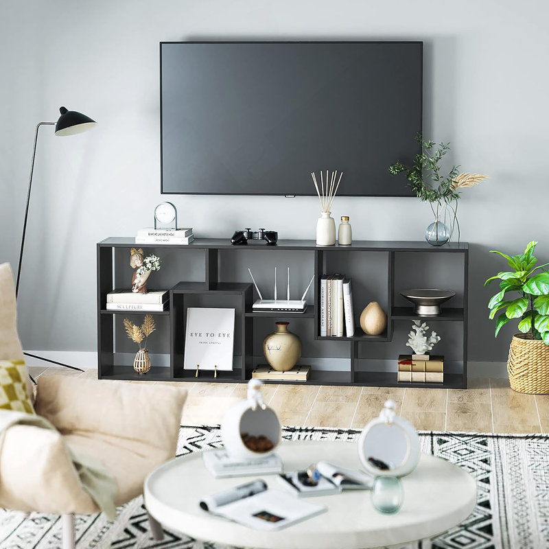 Asymmetrical Display Shelf & Bookcase, 5-Tier, Black, Black