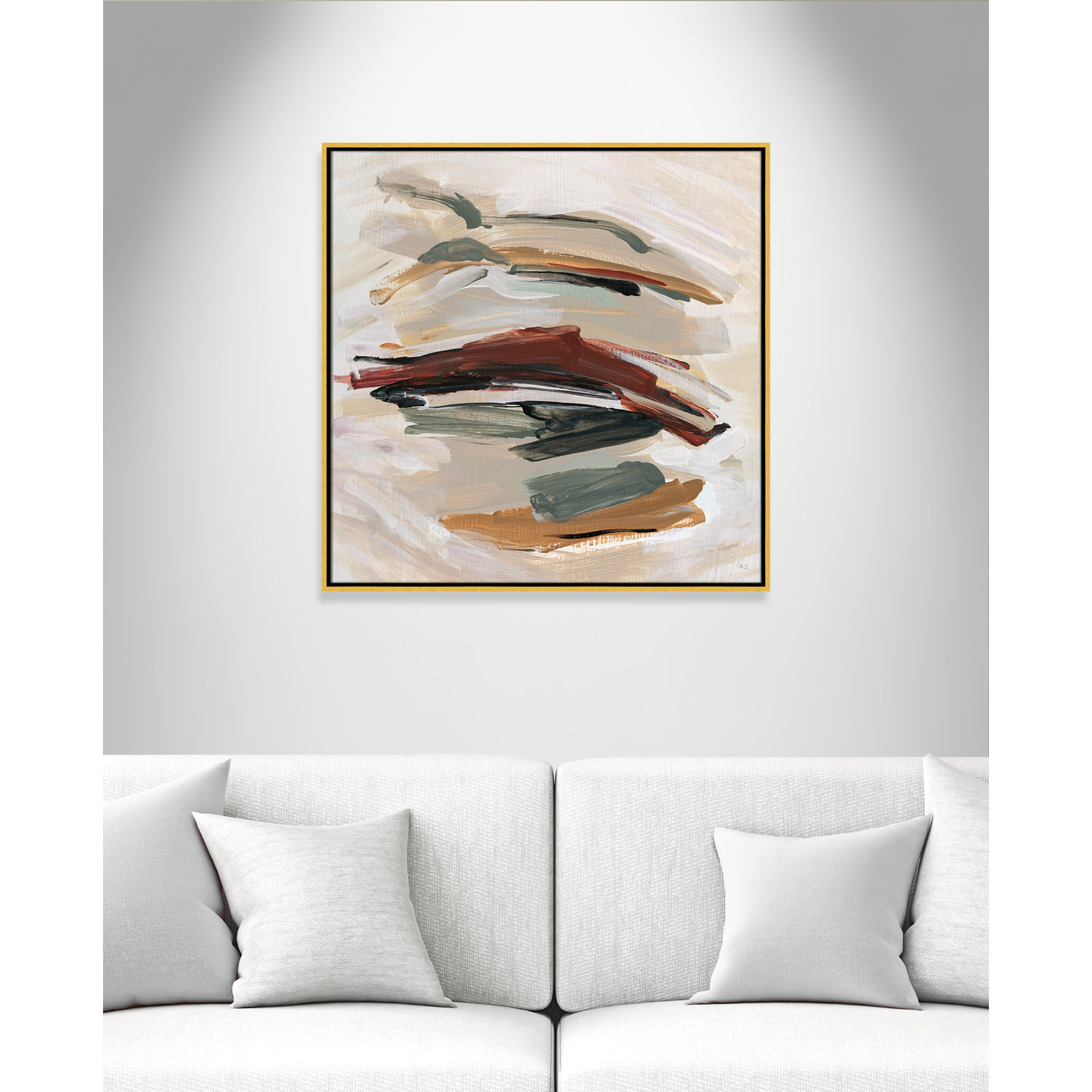 Carmina "Spring Shadows" Painting by Susan Jill, Gold , 31.5" H x 31.5" W 