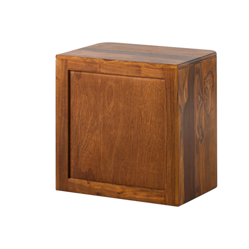 Toronto 50cm W Solid Wood Bedside Table, Brown, white and pink