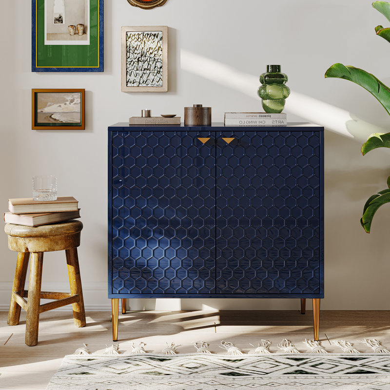 Buffet décoratif 2 portes H 32 po, Bleu
