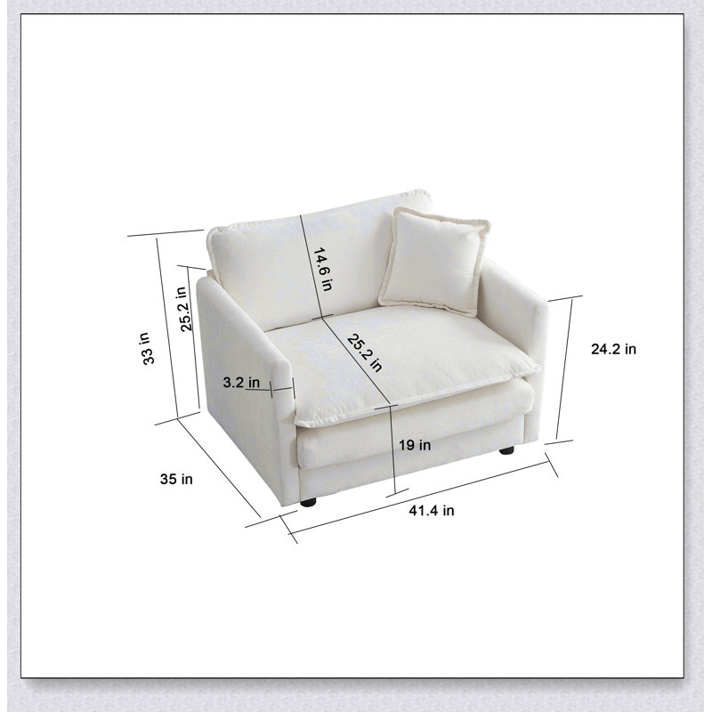 Fauteuil de salon rembourré Comfy, Blanc / Blanc