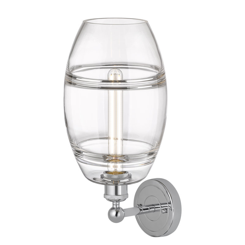 Applique murale en acier Bettylou, Chrome poli, Transparent, H 12,13 po x l 8 po x P 8,5 po