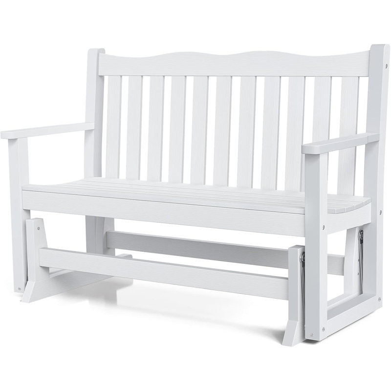 49.21" Outdoor Glider Bench, White