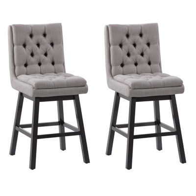 Tufted Fabric Barstool, Set of 2 by Gracie Oaks