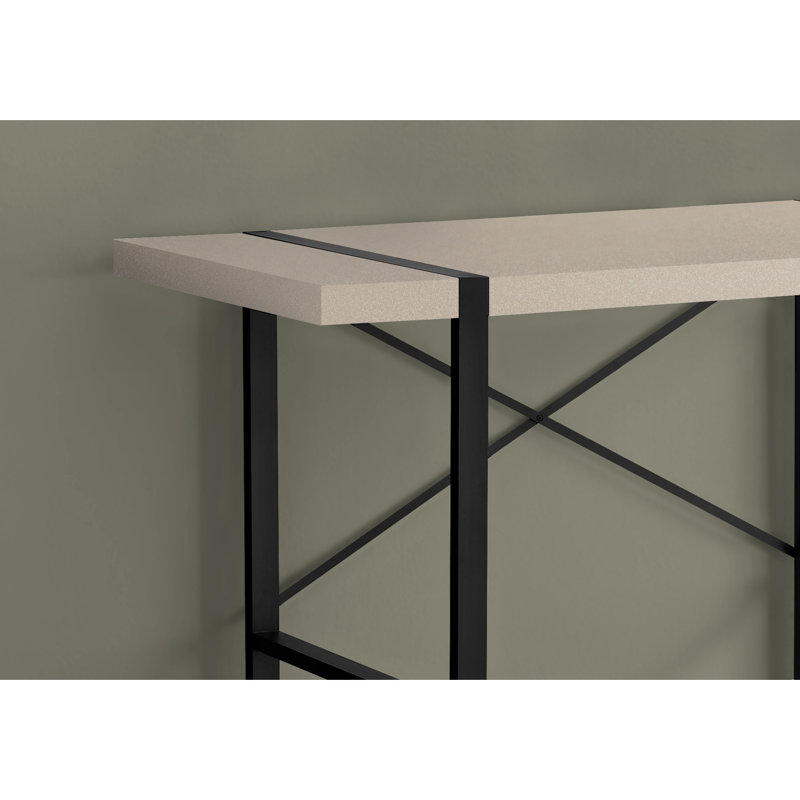 Bureau de bureau à domicile contemporain de 124 cm (49 po) - Plateau en stratifié taupe avec pieds en métal noir et structure robuste pour ordinateur