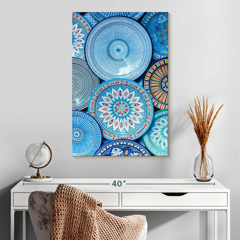 Senne Blue Moroccan Plates, 30" H x 20" W