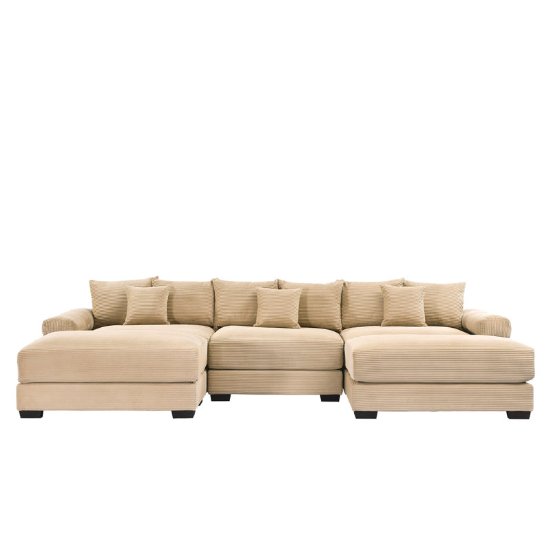Coussin modulaire surdimensionné de 130 po en velours côtelé modulaire à 3 places avec siège modulaire mobile, épais et confortable pour la lecture, texture veloutée luxueuse