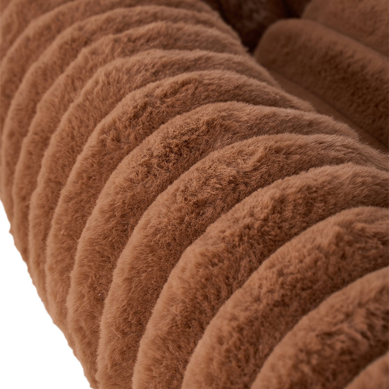 Faux Fur Pet Bed, Medium (20cm H x 92cm W x 69cm D), Brown