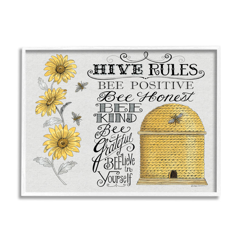 «Hive Rules», Giclée encadrée blanc bord de mer, H 11 po x l 14 po x P 1,5 po