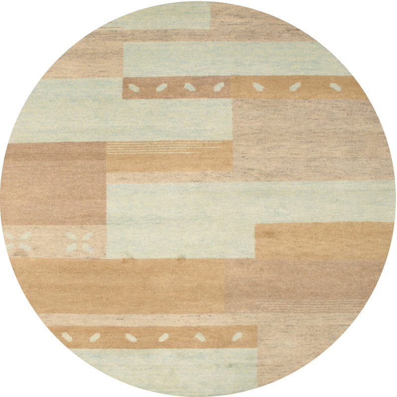 Tapis brun contemporain, Rond 7 pi