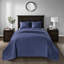 Couvre-lit réversible surdimensionné bleu marine - Housse de lit surdimensionnée en coton prélavé de style chalet chic, rembourrage à 90% pour un look de chambre à coucher polyvalent