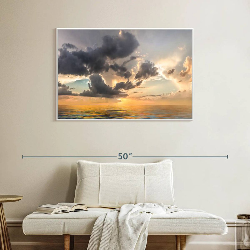 Coucher de soleil céleste, Cadre flottant blanc, 40 po x 27 po
