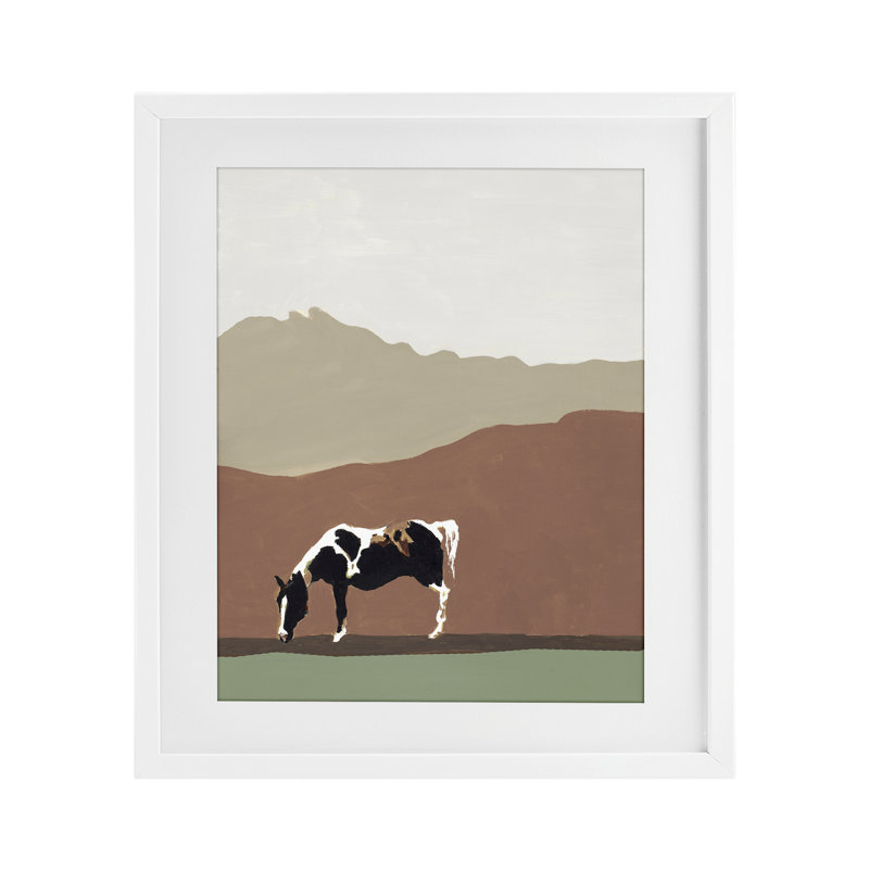«Modern Mountains Horse», reproduction encadrée sous verre, design par Patricia Pinto, H 21 po x l 17 po, Cadre blanc côtier