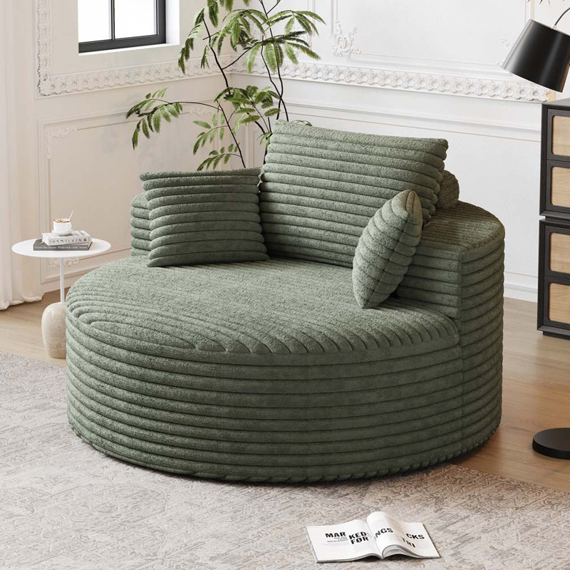 Fauteuil demi-tonneau Corduroy, Vert