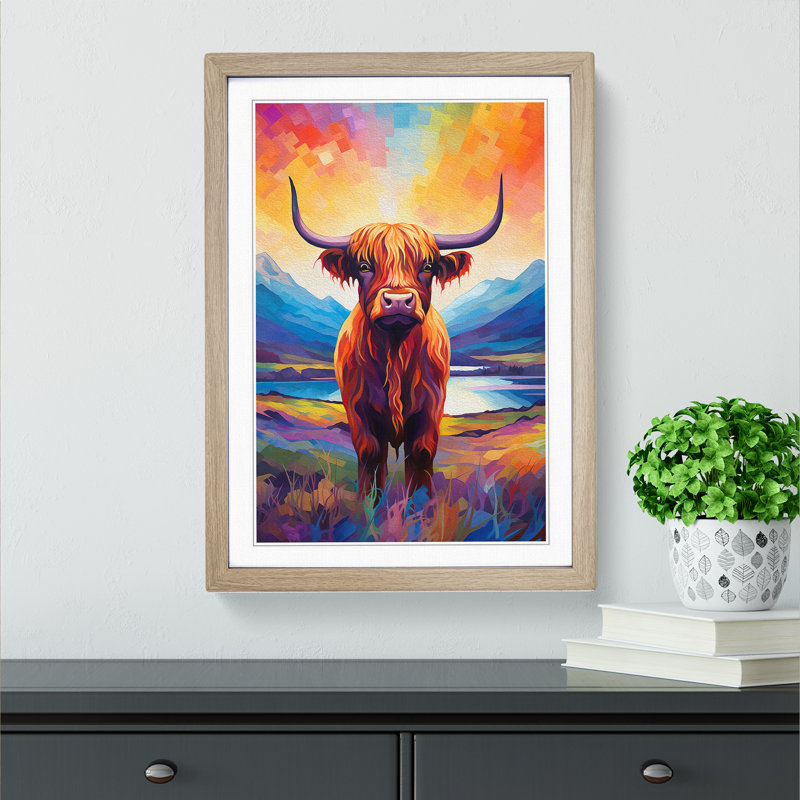 Highland Cow Futurism - Framed Print