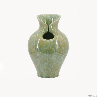 7.9x11.8 Inch Sage Green Sculptural Ceramic Vase