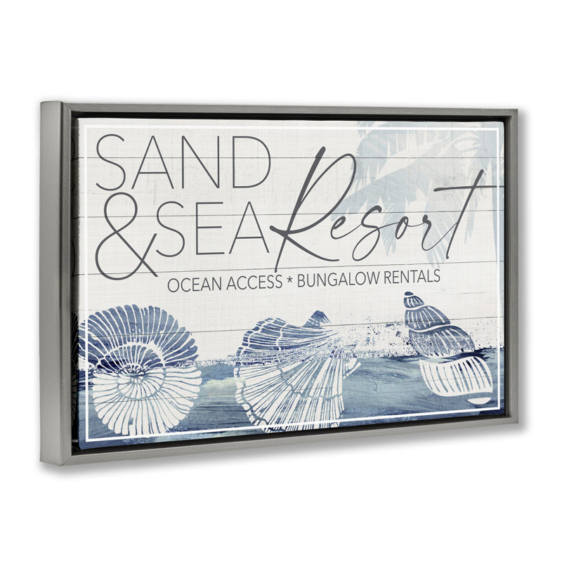 «Sand & Sea Resort», toile flottante encadrée grise par PDR, LLC., Cadre flottant gris lustré, H 17 po x l 25 po