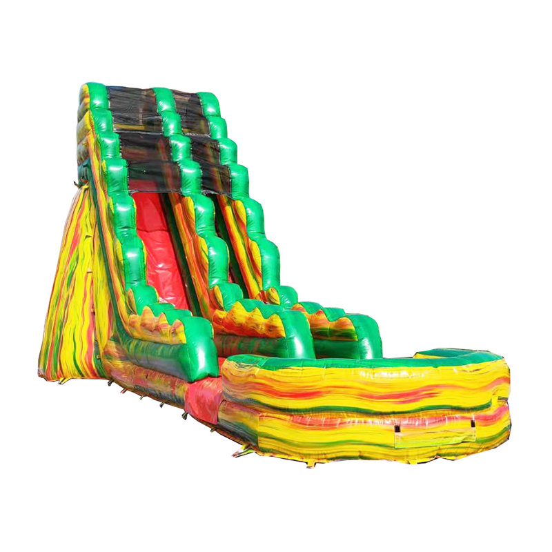 Glissade d'eau gonflable JumpOrange Fiesta 19 pi (avec ventilateur), Jaune/vert/rouge