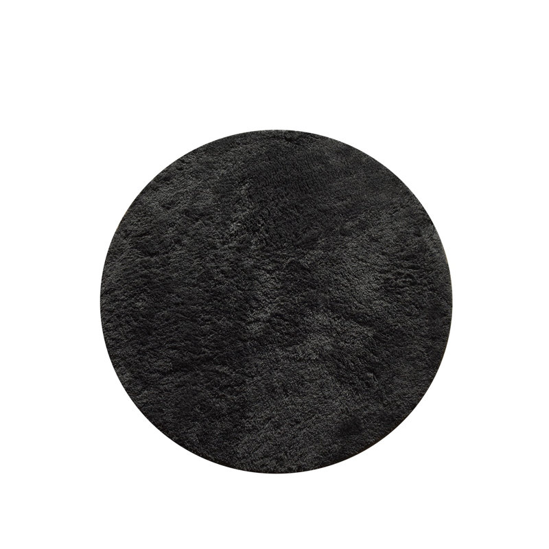 Tapis de bain luxueux en acrylique, couleur anthracite, diamètre de 35,4 pouces | 100% acrylique, 1,5 lb / pi2, hauteur des poils de 0,7 à 1,2 po | Antibactérien, antidérapant, lavable à la machine à 30 ° C | Idéal pour les salles de bain élégantes et la sécurité