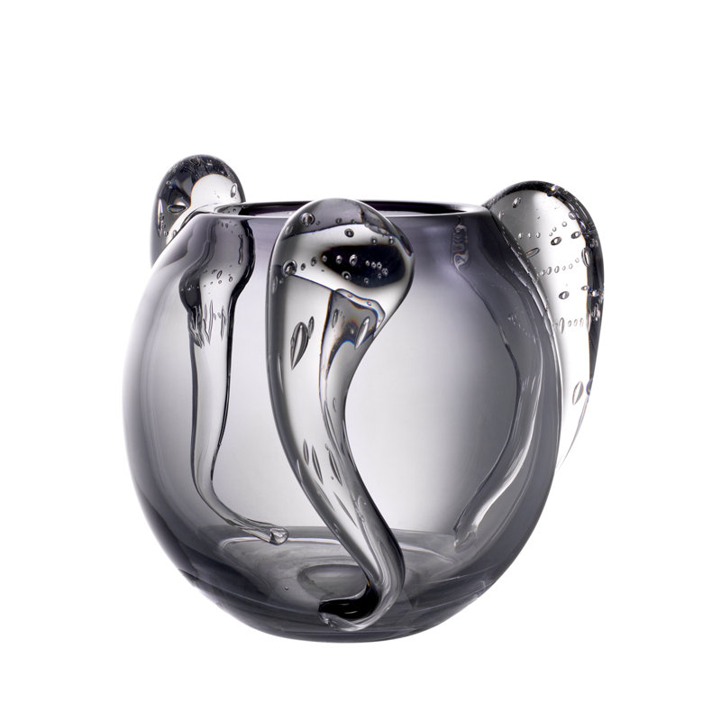 Sianluca Handmade Glass Table Vase, Gray, 28" H x 13" W x 13" D