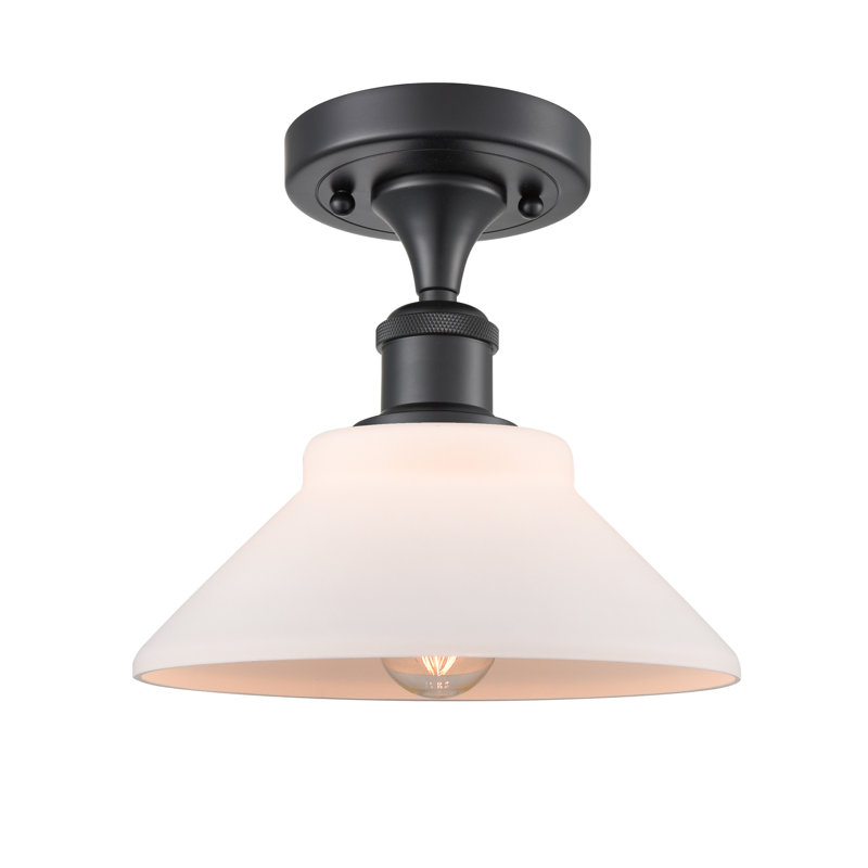 Plafonnier semi-encastré conique simple à 1 lumière 9 po Newton St Loe, Noir mat, Blanc mat, Ampoule DEL 6 watts Vinage