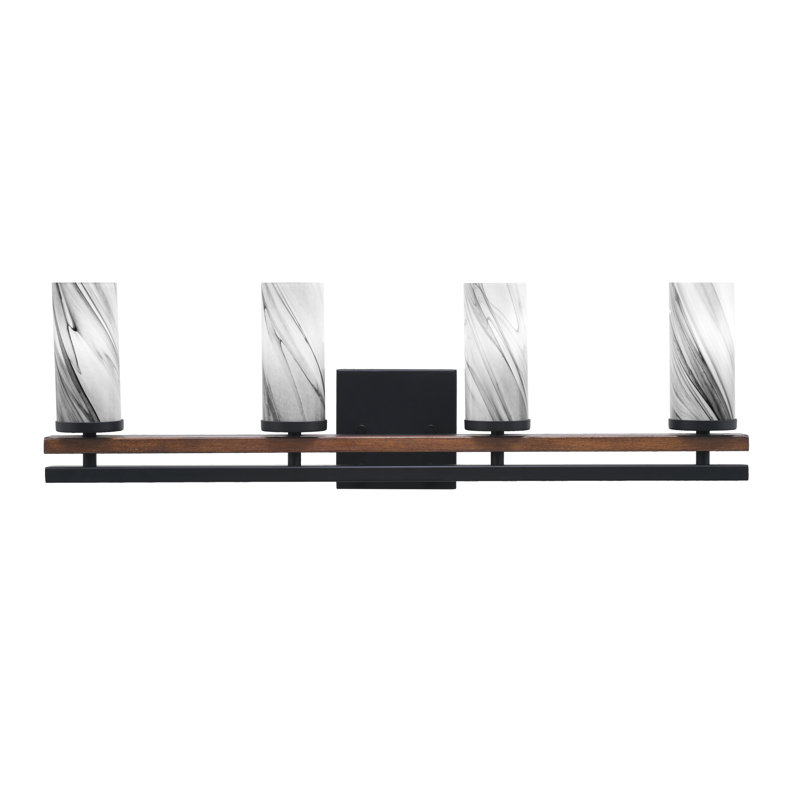 Belmont 4 Light Bath Bar, Black/Brown