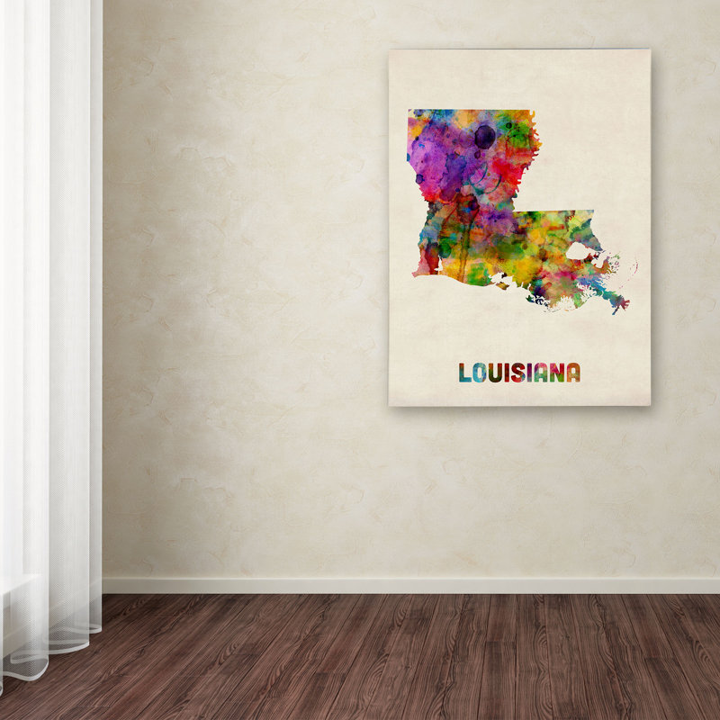 "louisiana map" par michael tompsett, impression sur toile, H 19 po x l 14 po x P 2 po