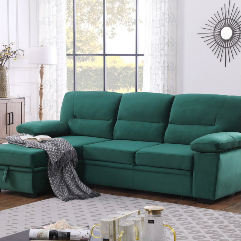 Canapé-lit modulaire en velours réversible, Velours vert