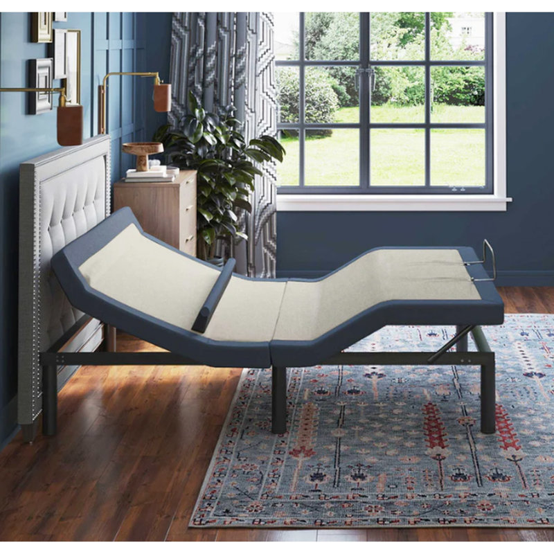 Lit simple TG réglable avec inclinaison de la tête / du pied, position lombaire, 3 massages d'intensité, éclairage à DEL, massage des pieds et de la tête, éclairage, chargeurs