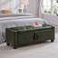 Banc avec repose-pieds 48 po avec rangement, banc pour chambre à coucher, salon, couloir, repose-pieds capitonné en similicuir capitonné vert foncé