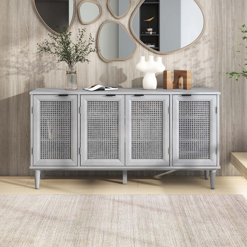 Grand buffet avec espace de rangement discret, Gris