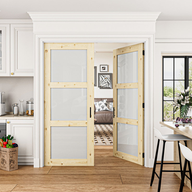 Porte de garde-manger en verre massif givré 3 portes Lite, 64 po x 80 po