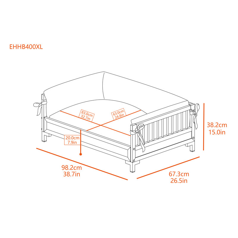 Lit pour chien surélevé avec coussin Achilles Manhattan ECOFLEX®, Très grand (l 38,6 po x P 26,5 po x H 14,8 po), Gris