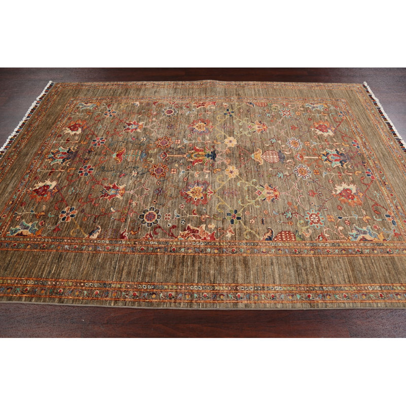 Tapis oriental à teinture végétale Ziegler noué à la main 6 x 8