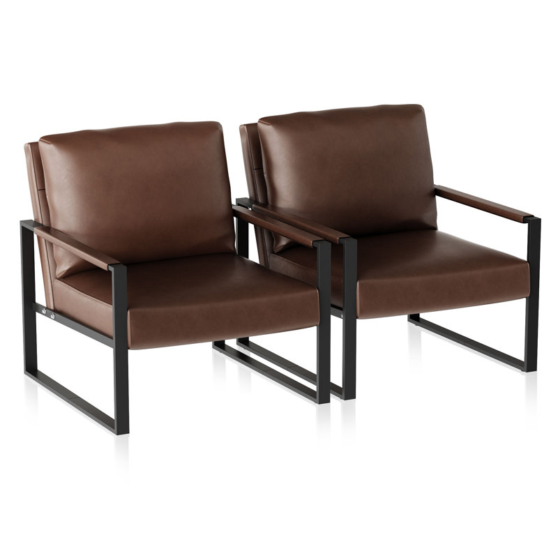 Angellina Faux Leather Armchair, Brown Faux Leather