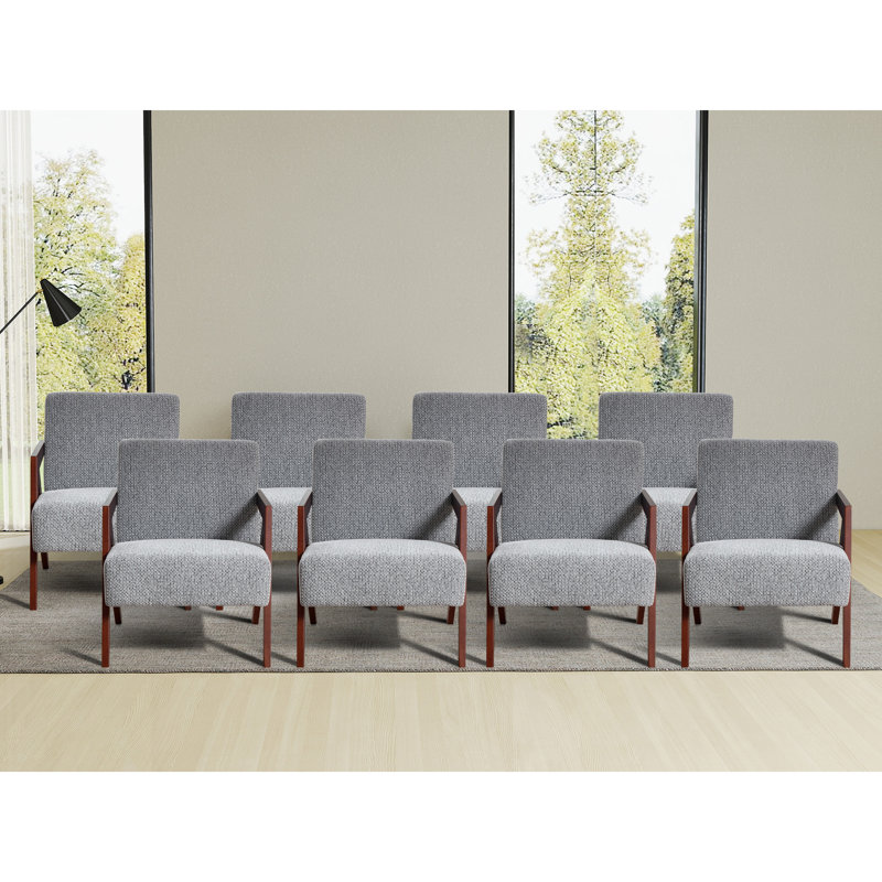 23.8'' Wide Modern Upholstered Soft Arm Accent chair With Solid Wood Legs (Set of 8), Blue Gray