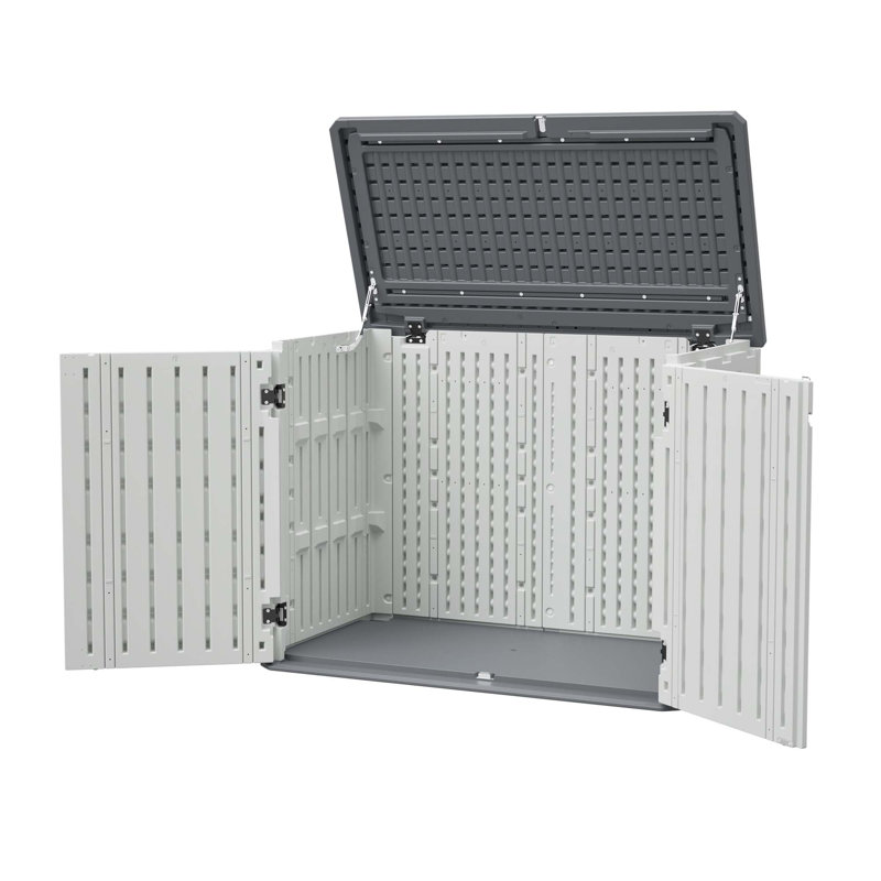 Horizontal Storage Shed Weather Resistance, Large Outdoor Storage Cabinet Lockable, Thick HDEP Plastic Storage Unit for Backyards, Patio, Garden(28 Cu.ft/Ivory ) White