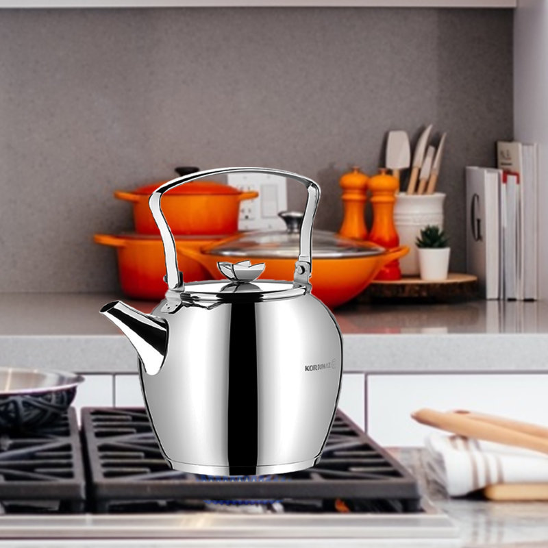 Korkmaz 2.3L Silver Stainless Steel Kettle with Butterfly Handle