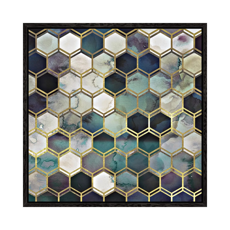 Rugged Marble by Monika Strigel - Painting on Canvas, 45.72cm H x 45.72cm W x 3.81cm D, Black Framed