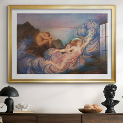 «Sleeping Earth and Wakening Moon» par Evelyn De Morgan, reproduction encadrée avec passe-partout et verre 1905