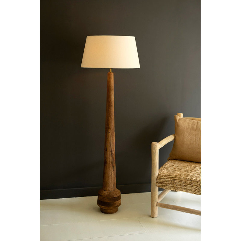 Grande lampe sur pied en bois avec abat-jour décoratif en tissu pour salon